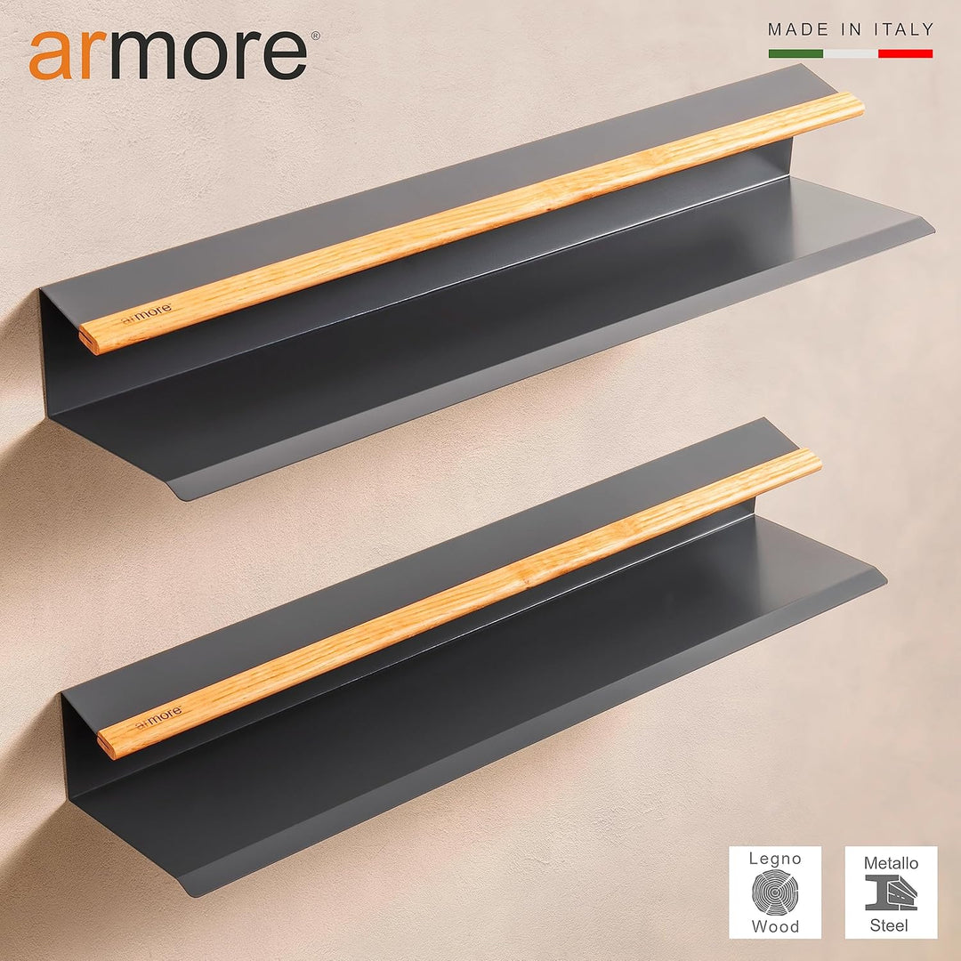 Armore Schuhregal modern, platzsparend, schlank, zum Aufhängen an der Wand, Eingang, Metall, Holz mi