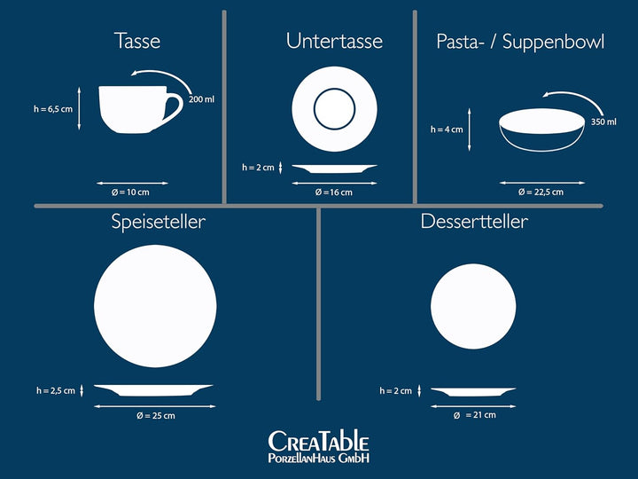 Creatable Kombiservice 30 teilig, Porzellan, Weiss Kombiservice 30-teilig