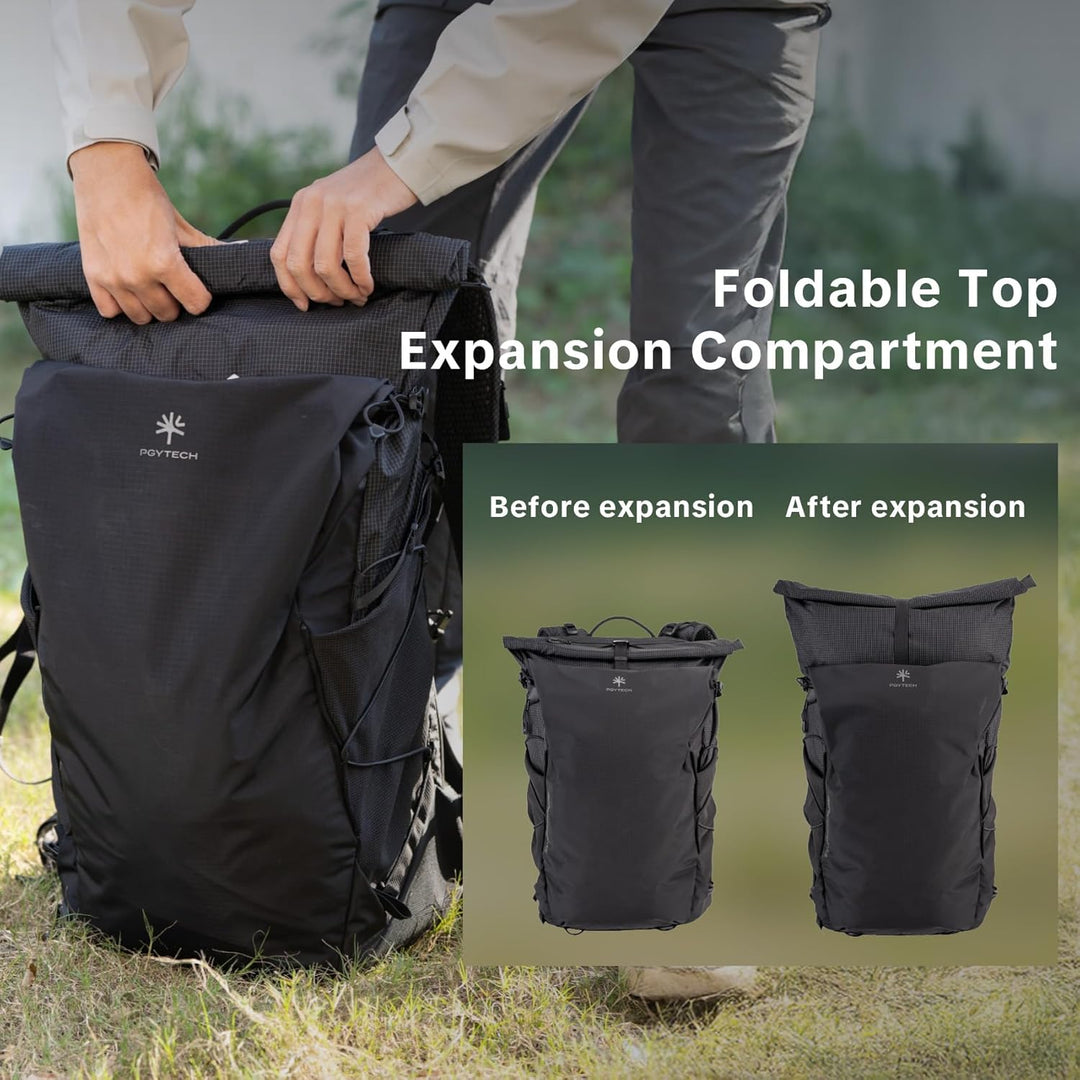 PGYTECH OnePro Ultralight Kamerarucksack Erweiterbar 20L-40L Outdoor Reisen Schwarz 30L, Schwarz 30L