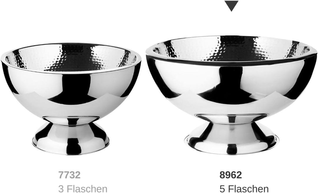 EDZARD Champagnerkühler Cadiz (ø 43 cm, H 24 cm) Edelstahl hochglanzpoliert, innen gehämmert, doppel