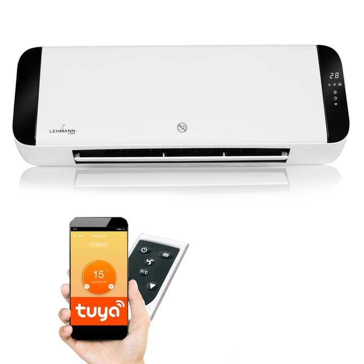 Lehmann LHOHH-2013A Wandheizlüfter mit 2 Leistungsstufen 1000/2000 W | Wand Heizlüfter mit Wi-Fi, Fe