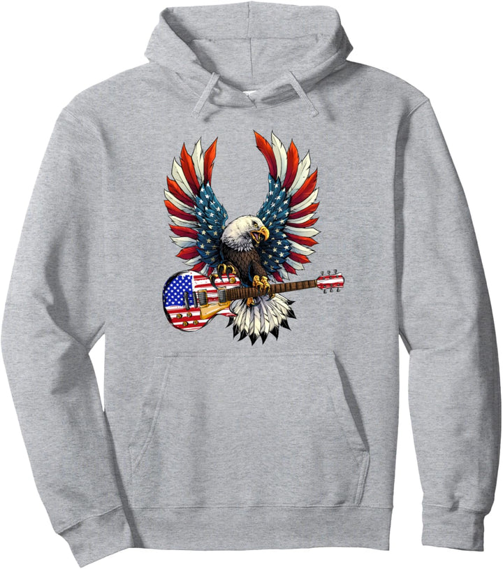 Gitarre Eagle Patriotisch Amerikanisch Rot Weiss Und Blau Gitarrist Pullover Hoodie