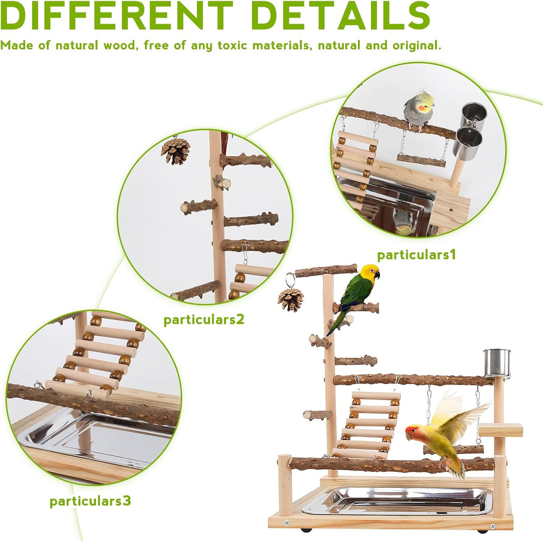 Vögel Spielplatz,Vogelspielplatz Mit Feeder Cups und Tablett,Papageien-Spielständer,Sitzstange Gym S