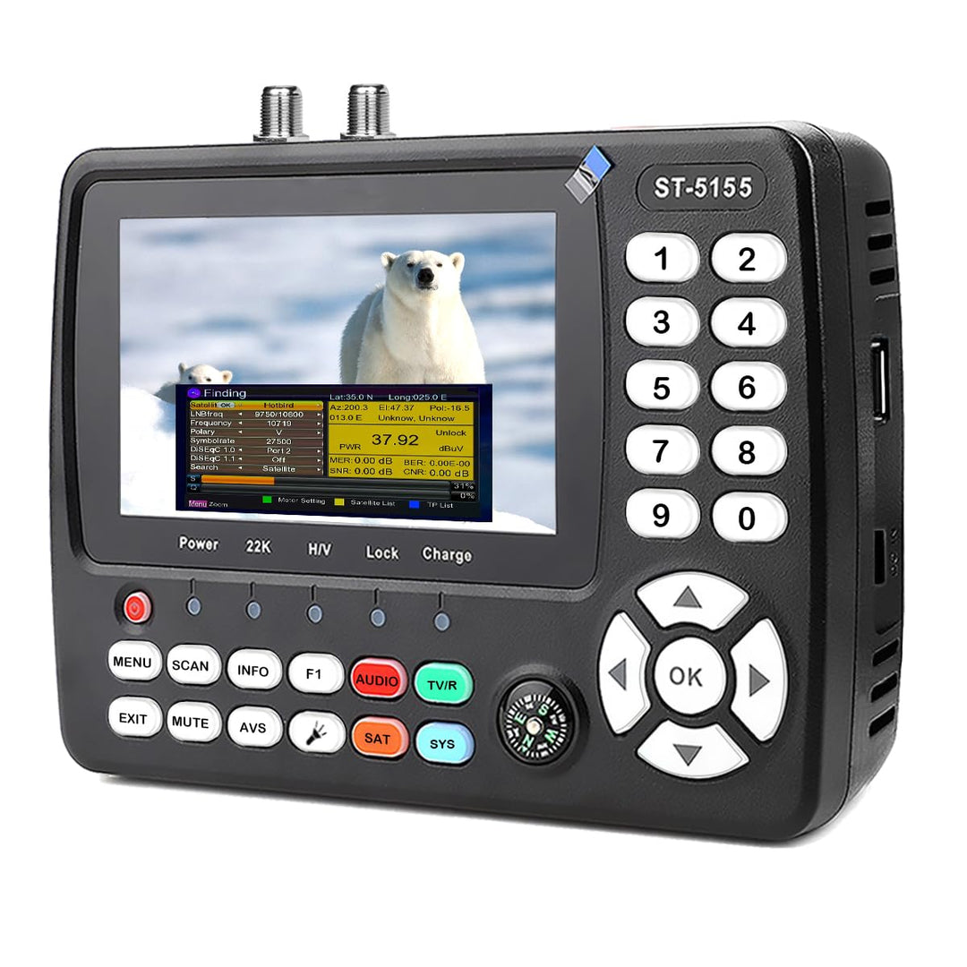 ST-5155 Satfinder DVB-S2/S/T2/T/C, Satelliten Finder(10bit) H.264/265/HEVC mit Bild, Satfinder mit S