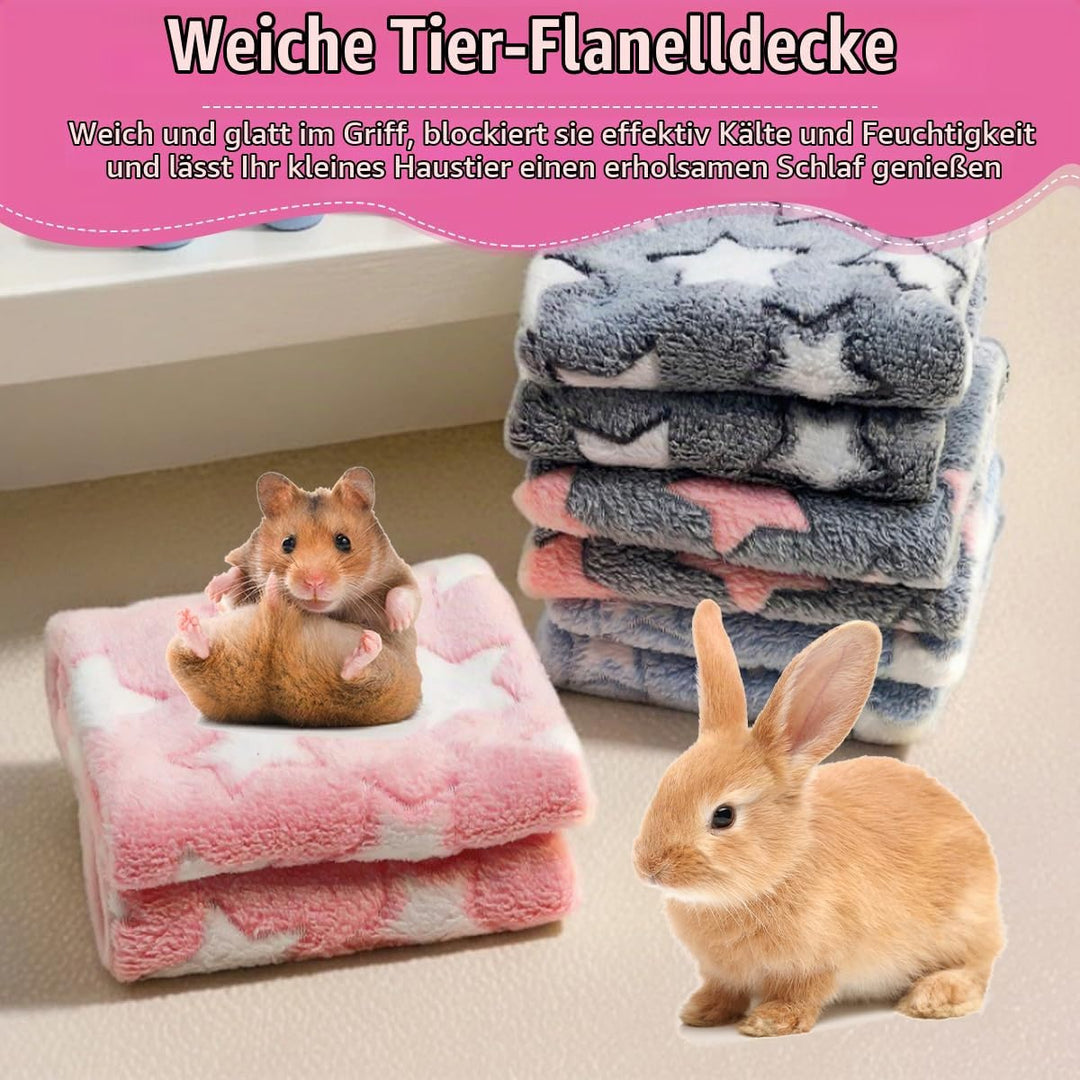 4 Stück Wasserdicht Meerschweinchen Fleecedecken Kleintier-Bettmatte, Warme Flauschige Flanell Meers