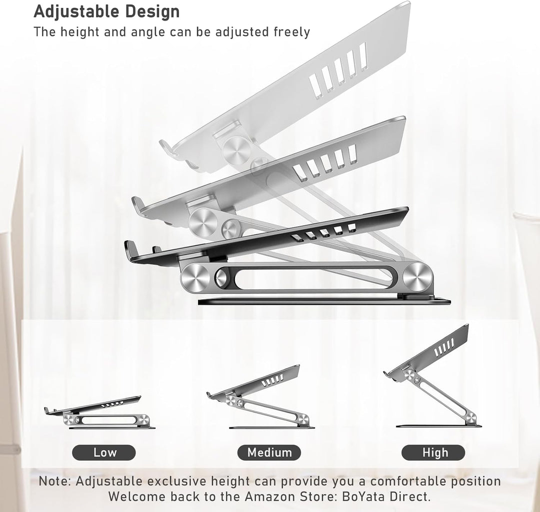 BoYata Laptop Ständer, Mehrwinke mit Lüftungsschlitzen, Verstellbarer Notebook Ständer, Kompatibel f
