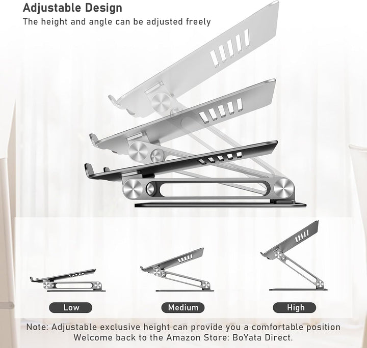 BoYata Laptop Ständer, Mehrwinke mit Lüftungsschlitzen, Verstellbarer Notebook Ständer, Kompatibel f