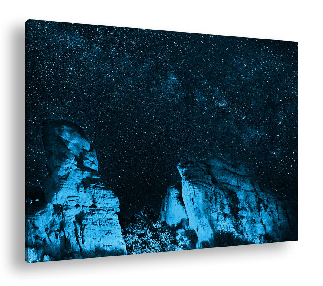 deyoli Sternenhimmel im Grand Canyon Format: 120x80 Effekt: Monocrome Blau als Leinwand, Motiv ferti