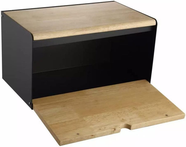 Brotkästen mit Deckel,Brotaufbewahrungsbox, Schneidebrett aus Bambus, Brotkasten aus Metall, Brot un