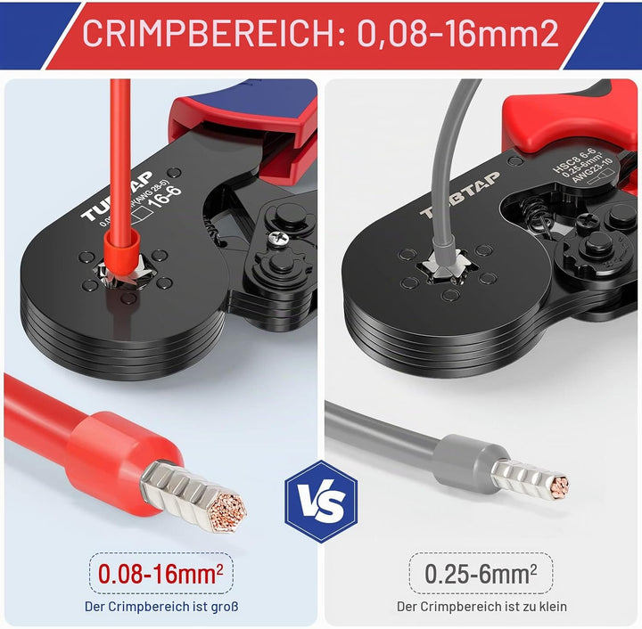 Sechskant Aderendhülsenzange 0.08-16mm² - TUBTAP® Crimpzangen Für AWG 28-5,Crimp Zange, Presszange，1