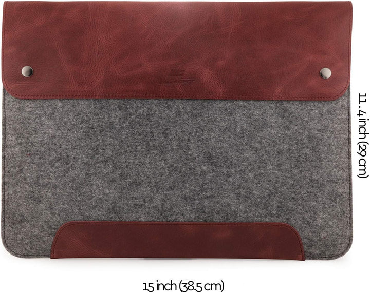 MegaGear MacBook-Tasche aus echtem Leder und Fleece, Laptop-Hülle für MacBook Pro und MacBook Air Hü