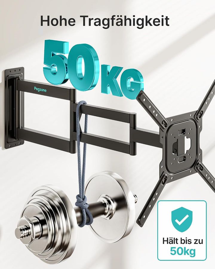 PEGZONE TV Wandhalterung Langarm 60-960mm 23-75" bis 50kg, VESA max.400x400 | Wandhalterung Fernsehe