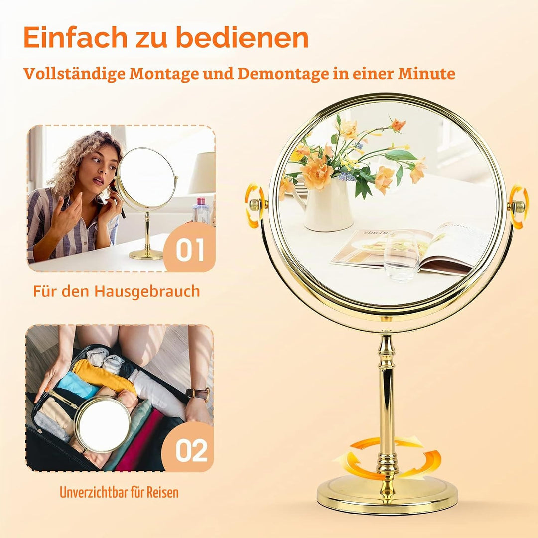 Ohotecy Kosmetikspiegel 8 Zoll Makeup Spiegel 10X &amp; 1X VergrösserungTischspiegel, Doppelseitiger Ver