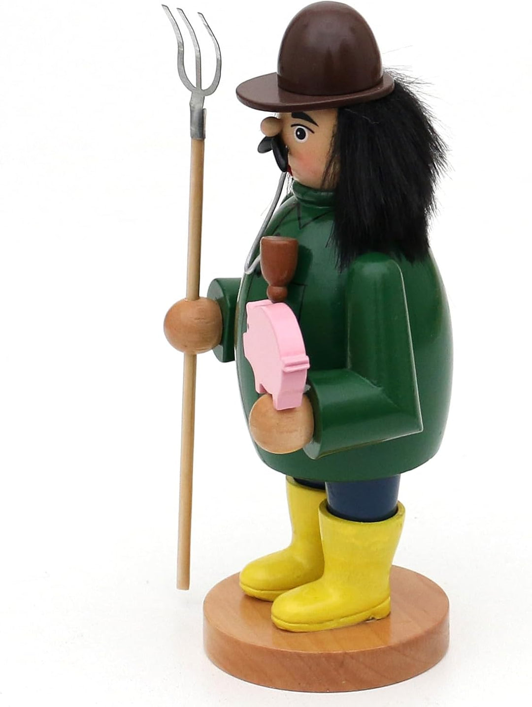 Dekohelden24 Holz Rauchfigur, Räucherfigur, Räuchermännchen, Räuchermann als Bauer/Landwirt mit gelb