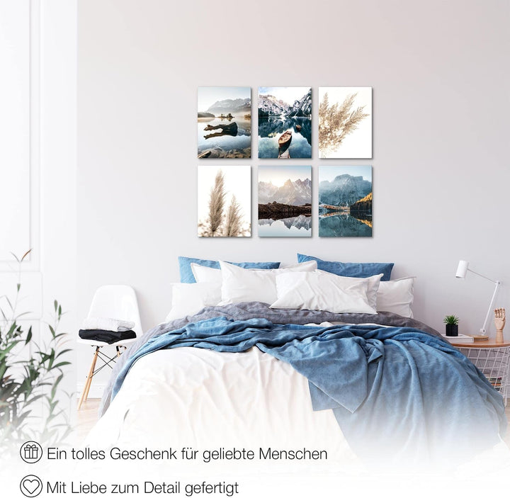 Novart Wandbilder - KEIN EXTRA RAHMEN BENÖTIGT - Wohnzimmer Schlafzimmer Flur - Bilder Modern See Be