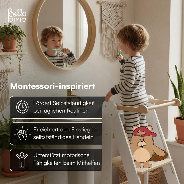 Bellabino Tay Lernturm ab 1 Jahr – Learning Tower 2-Fach höhenverstellbar &amp; klappbar – Lernstuhl in