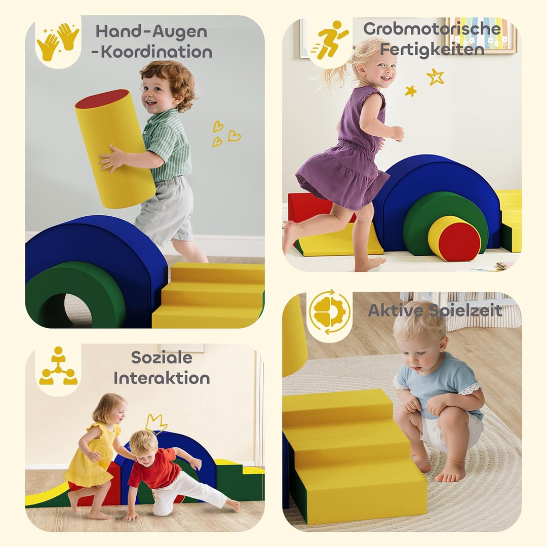 AIYAPLAY Schaumstoff Bausteine Kinder 5 TLG. Klettern Softbausteine Riesenbausteine Grossbausteine B