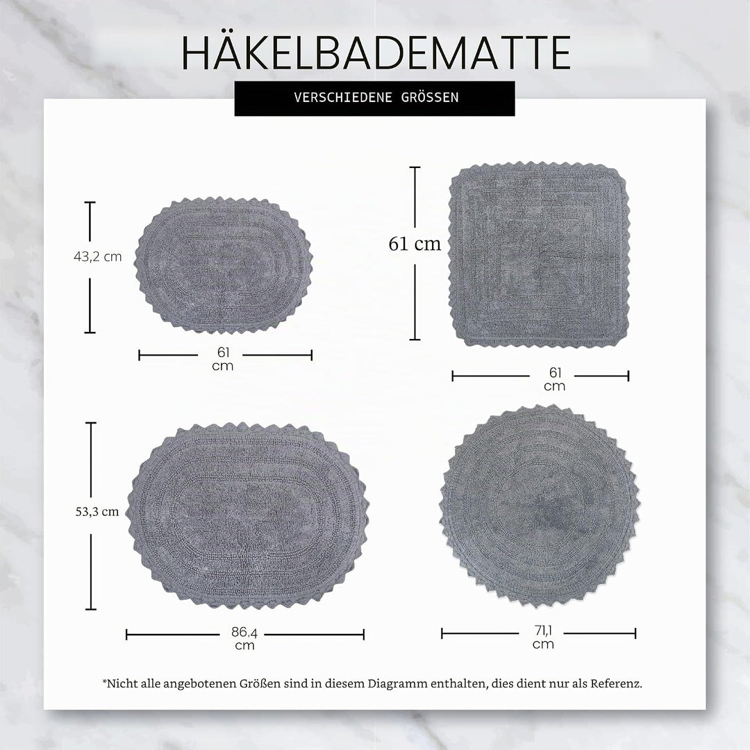 DII Crochet Collection Wende-Badematte, klein, oval, 43 x 61 cm, Schwarz 43 x 61 cm (Oval) Schwarz,