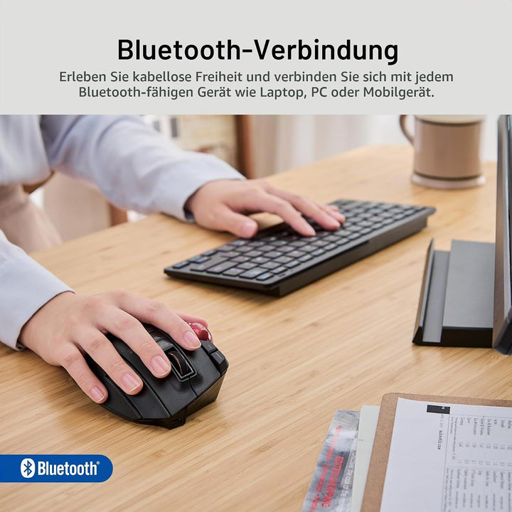 ELECOM Kabelgebundene / drahtlose / Bluetooth-Trackball-Maus, 8-Tasten-Funktion mit reibungsloser Tr