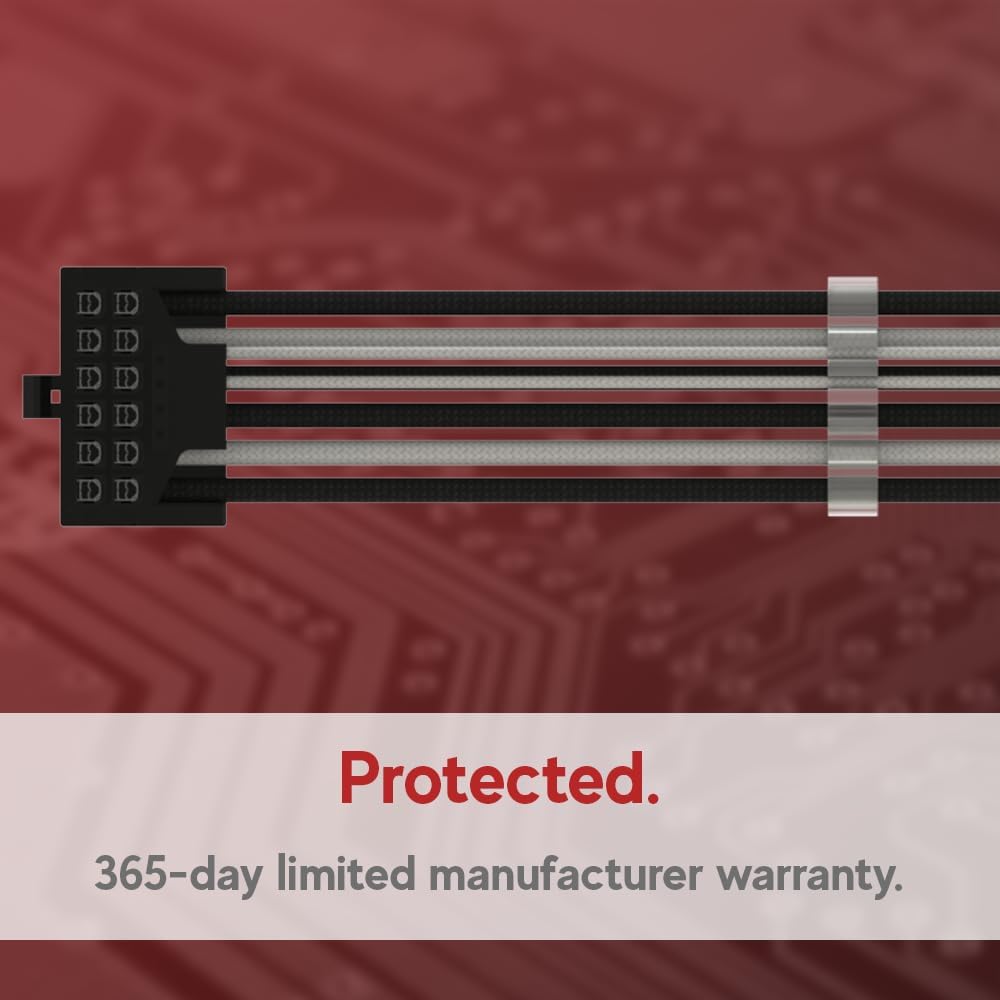 LINKUP - AVA PCIE 5.0 16Pin (12+4) mit Linkswinkel zu 3x8Pin | 16AWG Umhüllt | Kompatibel mit RTX40