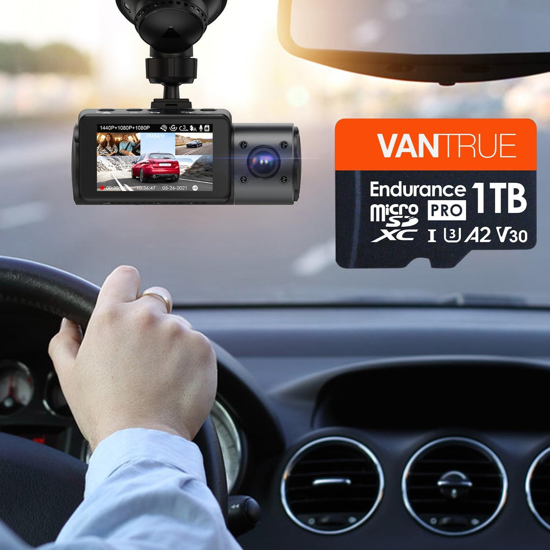 VANTRUE 1TB microSD Speicherkarte, UHS-I U3 4K, inkl. Adapter, Kompatibel mit Dashcam, Smartphone, T