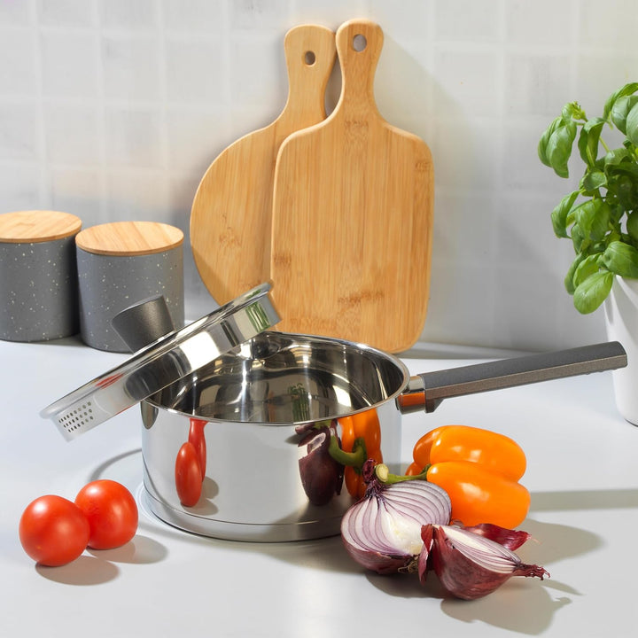 Russell Hobbs Kochtopf Klein 16cm, Edelstahl Topf 1.5L mit Glasdeckel, Induktionsgeeigneter Stieltop