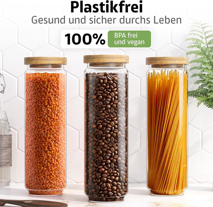 ElbFuchs® Vorratsgläser mit Deckel luftdicht NEU | 2x 1500ml [BPA-FREI & MOTTENSICHER] Vorratsdosen