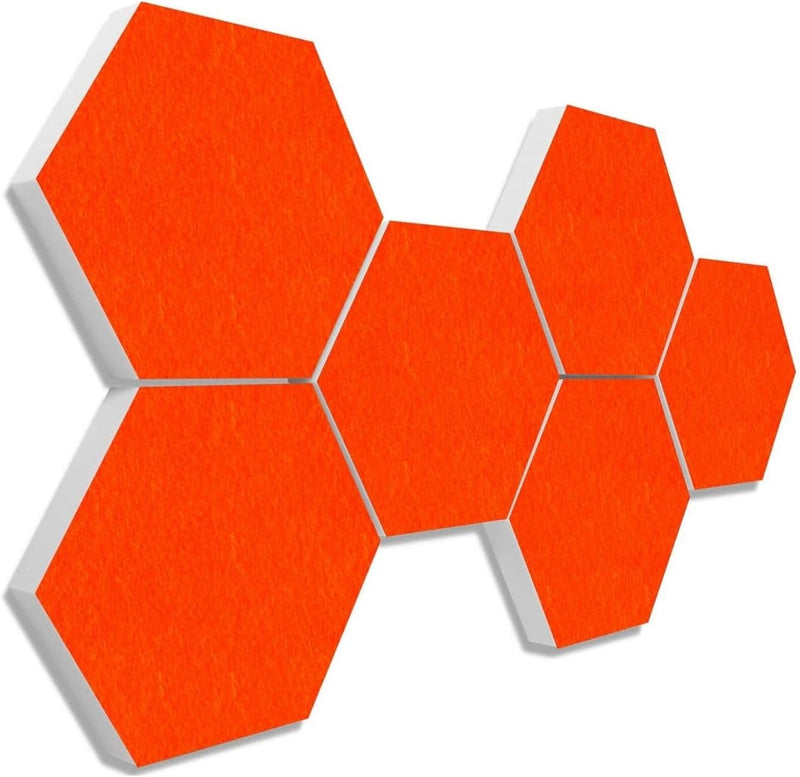 platino24 Akustikpaneele 6 Elemente Colore Waben Ø 30 cm Orange I Schallabsorber aus Basotect G+ mit