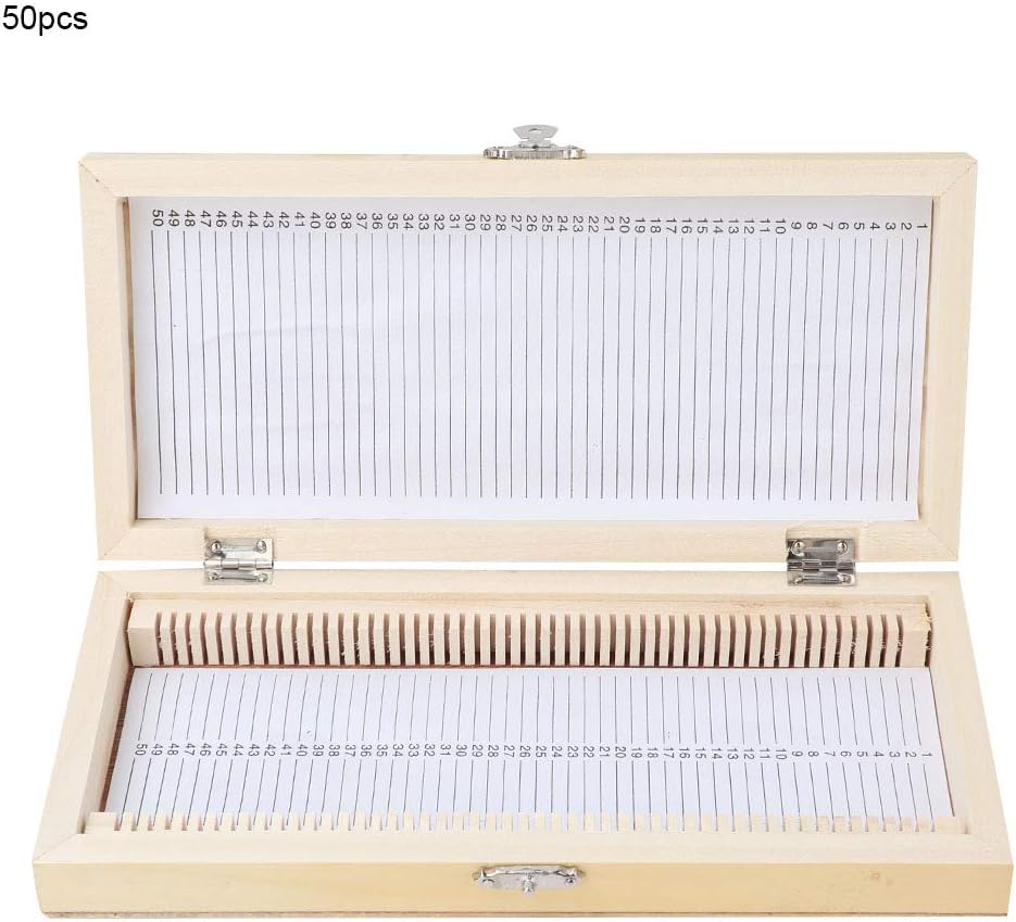 Mikroskop Objektträger Aufbewahrungsbox, 50 Scheiben Wooden Biology Slide Aufbewahrungsbox mit Numme