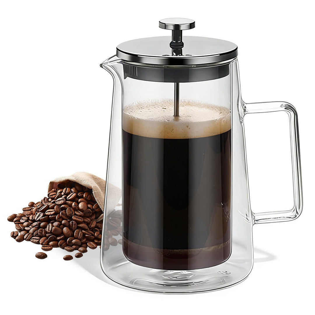 BYZESTY 1000 Ml French Press Kaffeebereiter, Kaffeepresse Aus Edelstahlfilter, Kaffeebereiter French
