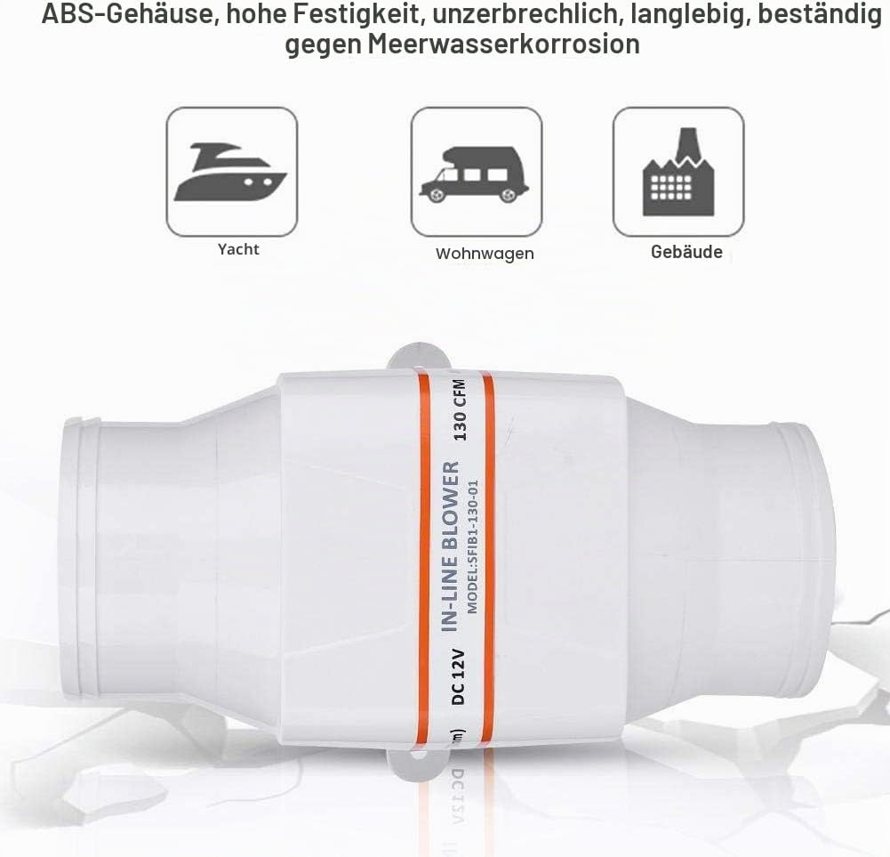 12V DC Luftgebläse, 75 mm Abluftventilator Rohrventilator Mute Starker Ventilator Rohrlüfter Schlauc