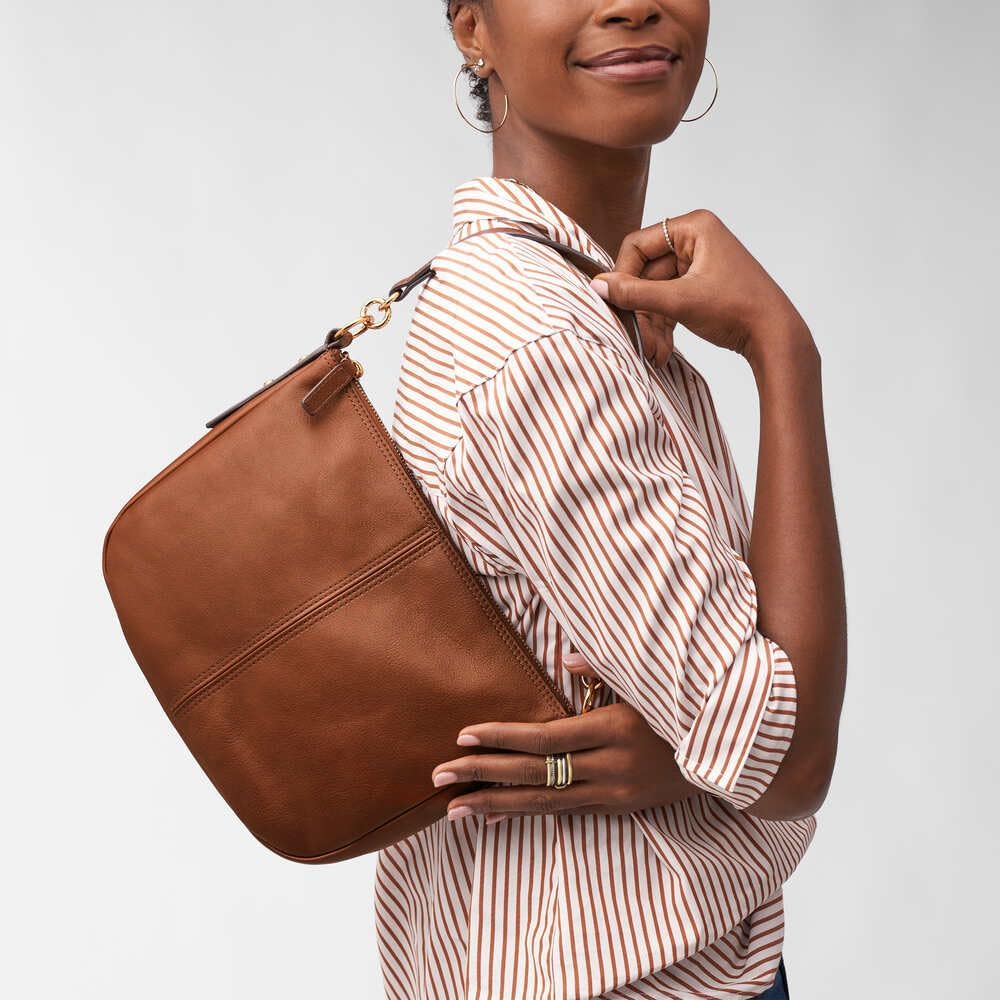 Fossil Damen Jolie Crossbody Ledertasche 27,9 cm L x 7,6 cm B x 20,3 cm H Braun, Braun