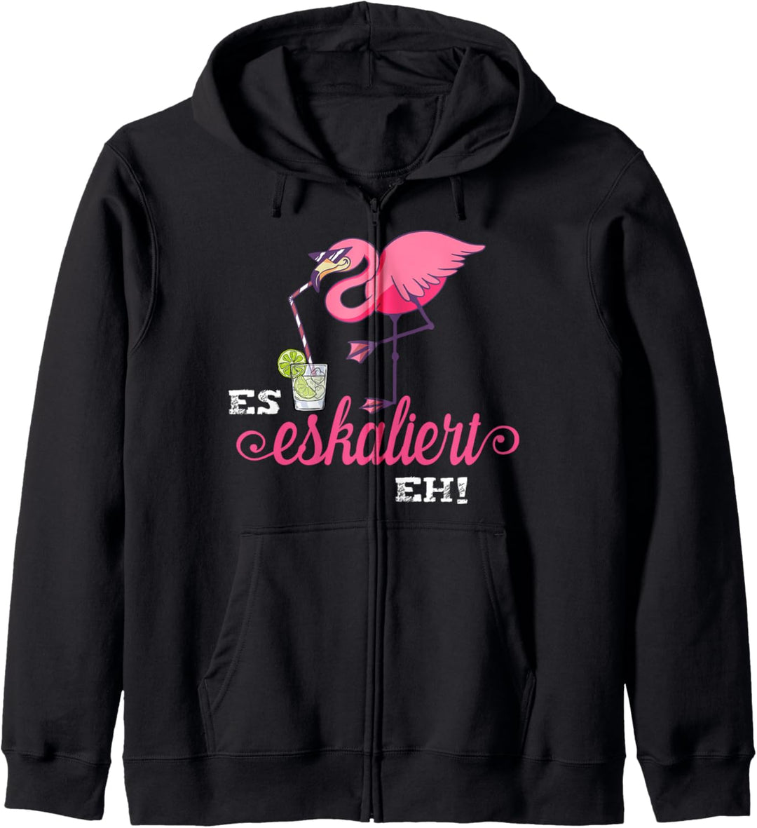 Flamingo Shirt Es eskaliert eh Party Saufen JGA Frauen Kapuzenjacke