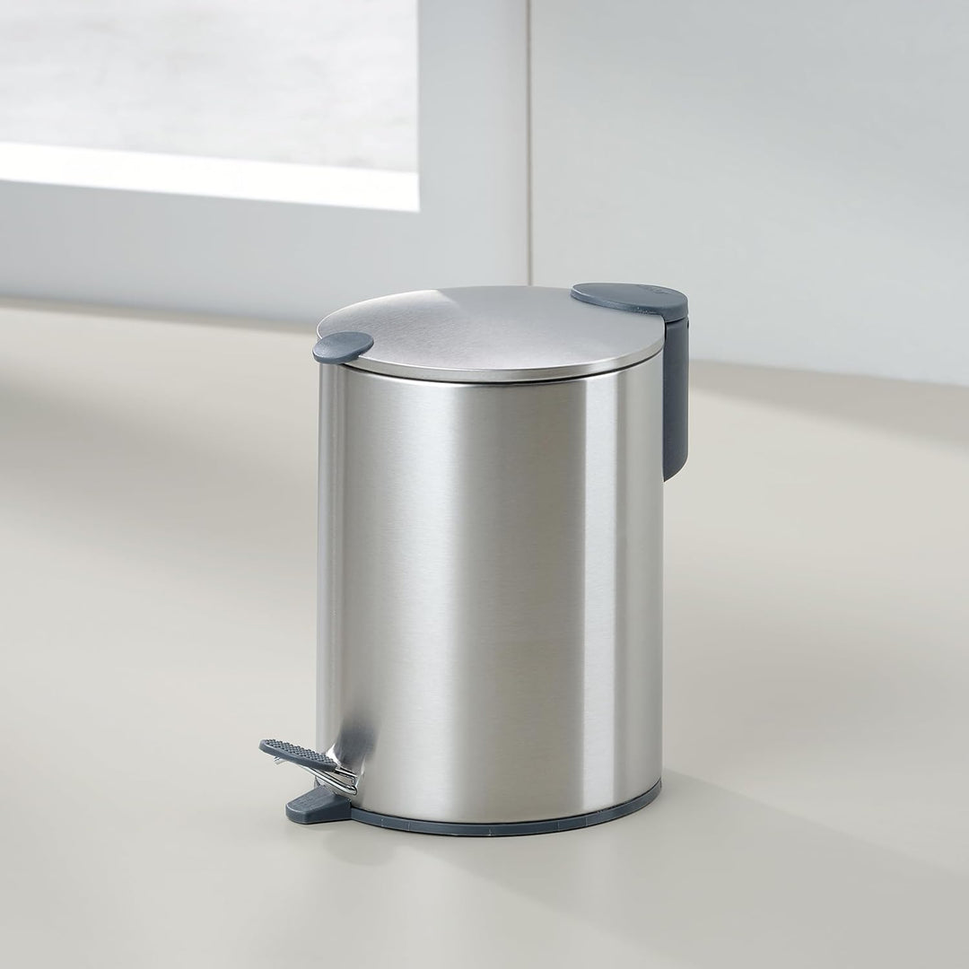 kela Kosmetikeimer 3l silber matt, Silent-Close-Deckel, Edelstahl Tretmülleimer Badezimmer MATS, Bad