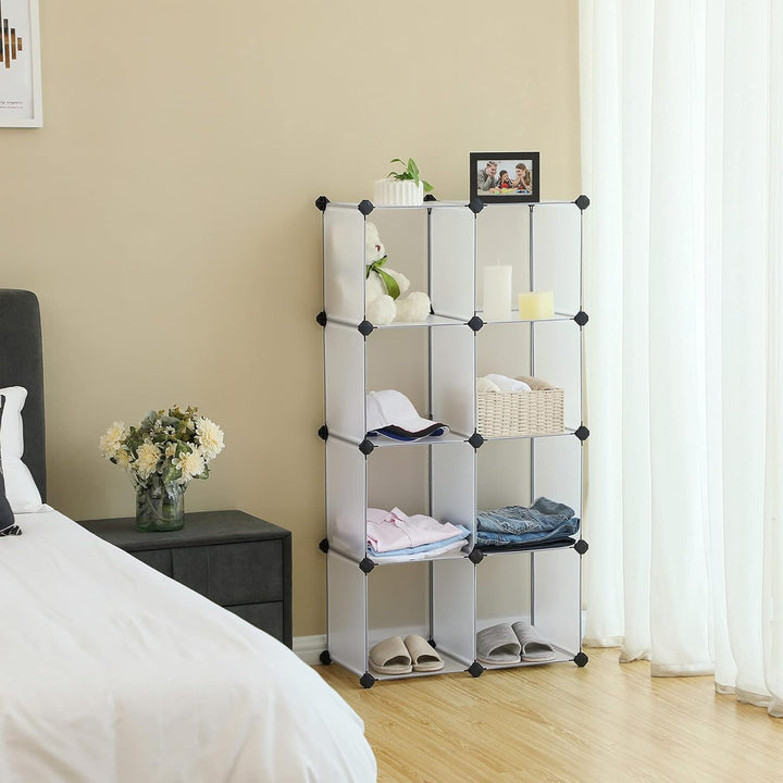 SONGMICS Kunststoffschrank, Kleiderschrank, Badezimmerregal, Schuhregal, Weiss, 93 x 31 x 123 cm, LP