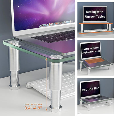 Hemudu 2 Pack Computer Monitor Riser mit höhenverstellbarem Multi Media Desktop Stand für Flachbilds