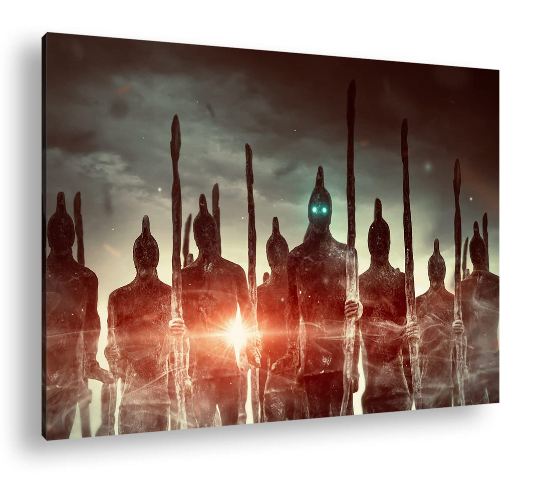 düstere Armee der Toden Format: 80x60 als Leinwandbild, Motiv fertig gerahmt auf Echtholzrahmen, Hoc