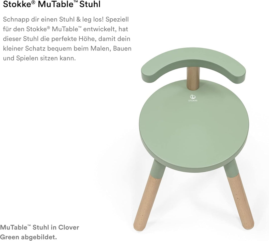 Stokke MuTable Stuhl, Storm Grey - 2023 Neugestaltung - Anpassbare Sitzhöhe & entfernbare Rückenlehn