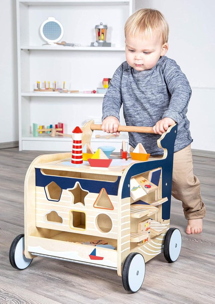 small foot Lauflernwagen Wal aus Holz für erste Gehversuche, multifunktional, für Kinder ab 1 Jahr,