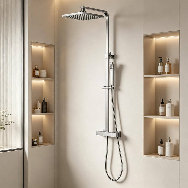 KOMIRO Duschsystem mit Thermostat, Duscharmatur mit thermostat, Regendusche mit Armatur, Duschkopf m