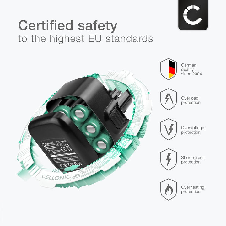 CELLONIC® Ersatz Akku für Dewalt DC727, DC540, DC980, DC052, DW904, DW912, DW953 Ersatzakku DE9071,
