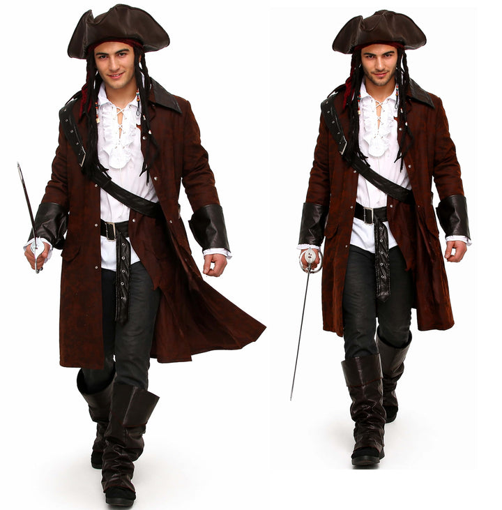 MAYLYNN 12104 - Piratenkostüm Kostüm Pirat Jack mit Hut und Zubehör Faschingskostüm Herren, M