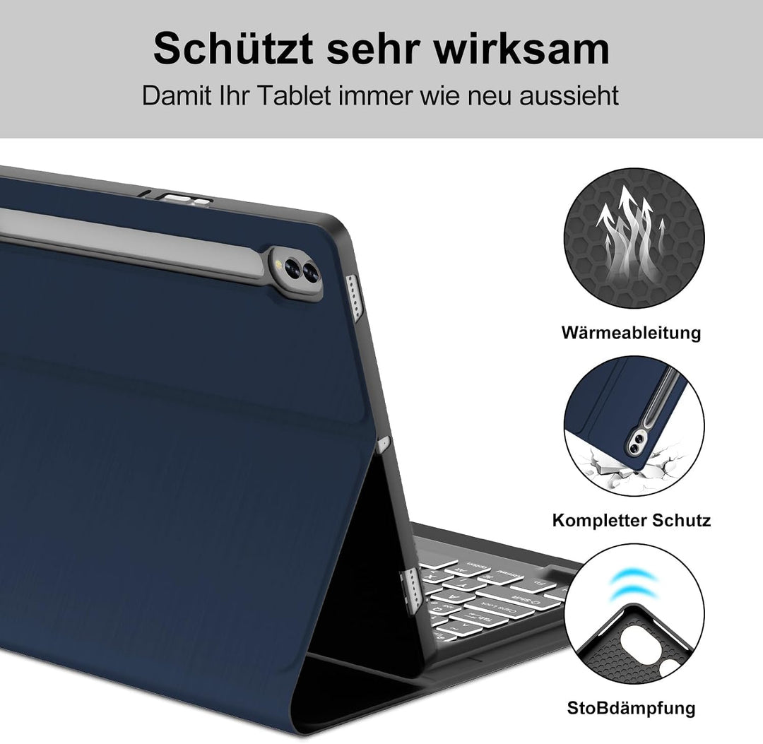 Für Tab S10 Ultra 14.6" Tastaturhülle mit Beleuchtung QWERTZ | Für Samsung Galaxy Tab S10 Ultra Tast