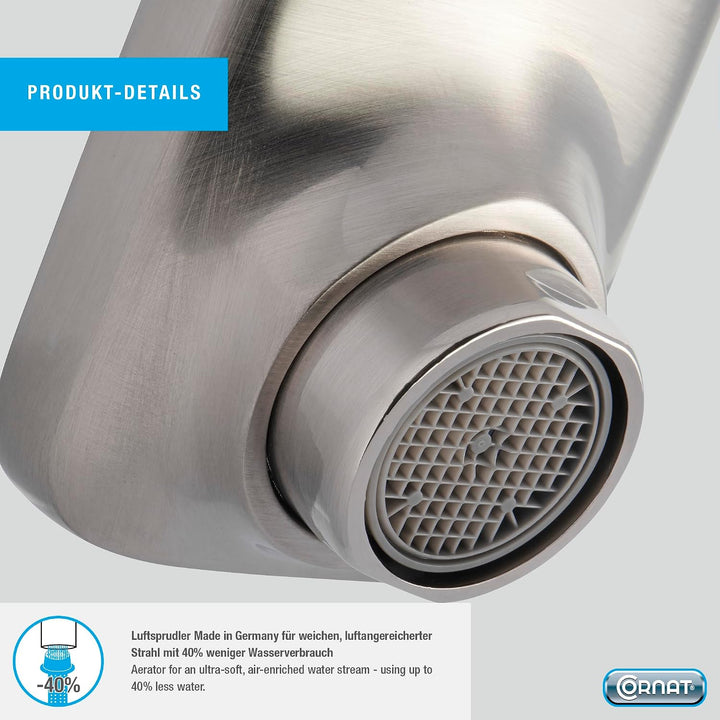 Cornat Waschtischarmatur "Edition Color" – Wasserhahn – Edelstahllook, Edelstahllook