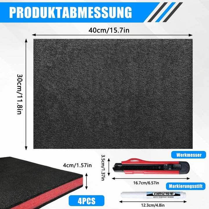 4 Stück 40x30x4cm Werkzeugkisten Schaumstoff Zuschnitt Polyethylenschaumstoff Schaumstoffeinlage Wer