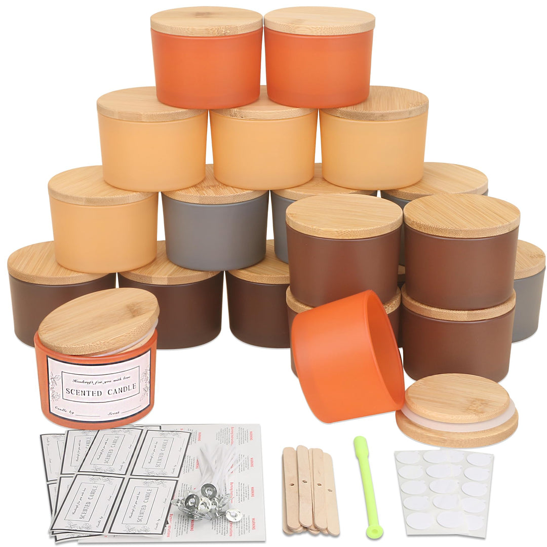 MILIVIXAY 20 Stück 118 ml Herbstkerzengläser mit Deckel und Kerzenherstellungs-Kits – grosse breite