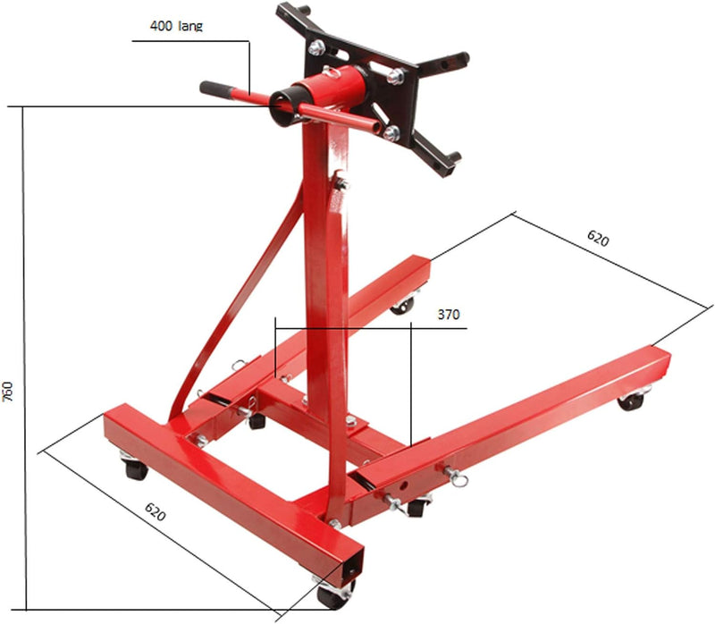 otgerlensker products Motorständer Motorhalter 900 KG mit 6 Rädern + Motorheber Motorkran mit Haken