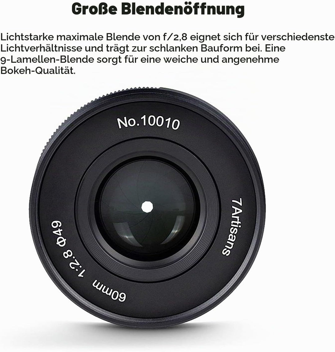 7artisans 60mm F2.8 II APS-C Format Makro-Objektiv, Kompatibel mit Sony E-Mount-Kameras Kameras Sony