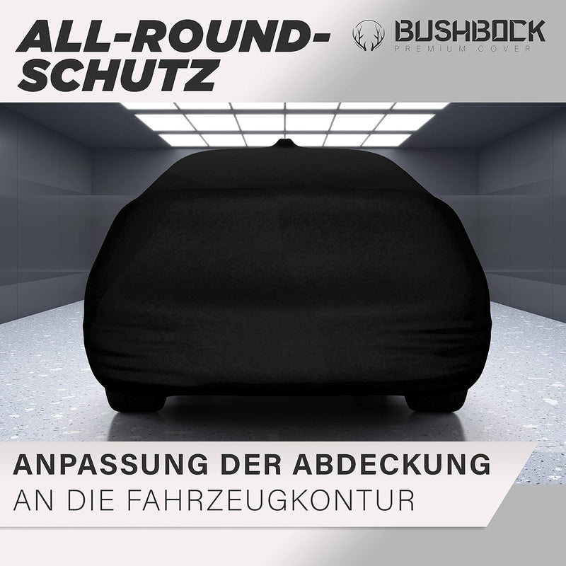 BUSHBOCK® Premium Autoabdeckung Indoor - Satin Schutzhülle Stoff - Abdeckplane Autoplane Autogarage