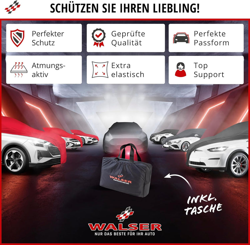 WALSER Premium Abdeckung Auto Indoor Stretch Plus Qualitätssieger Sehr Gut* Autoabdeckung Winter Aut